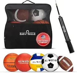 Complete Sports Balls w/Bag, Pump for Boys - Kickball, Volleyball