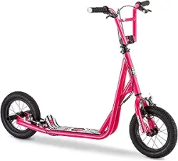 Mongoose Expo Kick Scooter, BMX-Style Handlebar & Brake Cable Rotor, Wide Foot Deck for Kids Youth Boys Girls Ages 6 and Up