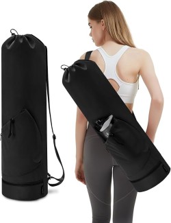 Yoga Mat Bag with Water Bottle Pocket and Bottom Wet Pocket