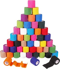 48 Pack 2� x 5 Yards Self Adhesive Bandage Wrap Athletic Elastic Breathable Cohesive Bandage Wrap Rolls for Stretch, Sports