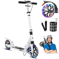 Commuter Adult Scooter 300 lbs Capacity, Big Wheels Scooters, Sport Folding Kick Scooter for Kids 10 Years and up