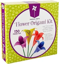 Pinwheel Crafts Origami Kit for Kids Ages 8-12 - Origami Paper Kit with Multi-Color Foldable Crafting Paper Sheets - Paper Flower Kit