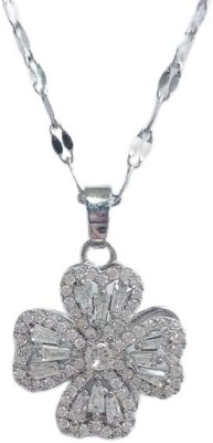 Elegant Crystal Rotatable Flower Pendant Necklace Four Leaf Clover with Cubic Zirconia Jewelry gift
