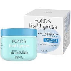PONDS Hyaluronic Acid, Vitamin E & B3 Gel Face Moisturizer For 24 hour Hydration and Luminous Skin, 3.4 oz