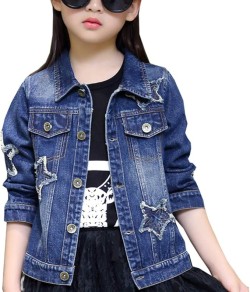ASHER FASHION Denim Jackets Girl Denim Jackets Classic Basic Button Down Coat Girls