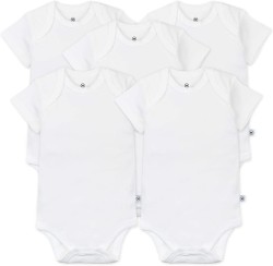 HonestBaby baby-boys 5-pack Short Sleeve Bodysuits One-piece 100% Organic Cotton for Infant Baby Boys