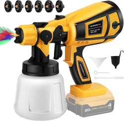 Cordless Paint Sprayer - 200W, Electric HVLP Spray Paint Gun Tools for Dewalt 20v Battery, Great for House Painting