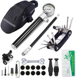 YBEKI Bike Tyre Repair Tool Kit - Bicycle Tool kit with 210 Psi Mini Pump 10-in-1 Multi-Tool with Chain Breaker
